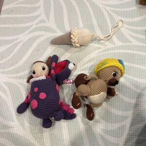 Crochet Plush Toy Duo - Purple and Brown